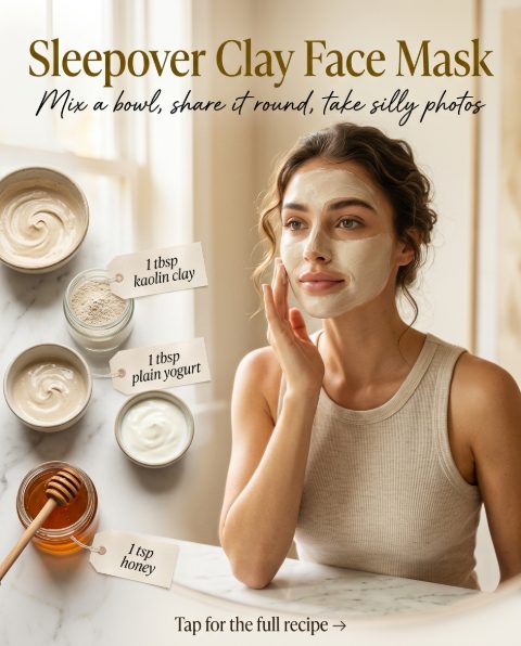 Sleepover Clay Face Mask — homemade face mask ingredients styled for the recipe