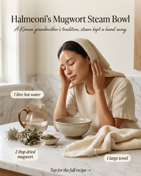 Halmeoni's Mugwort Steam Bowl — homemade facial rituals & serum ingredients styled for the recipe